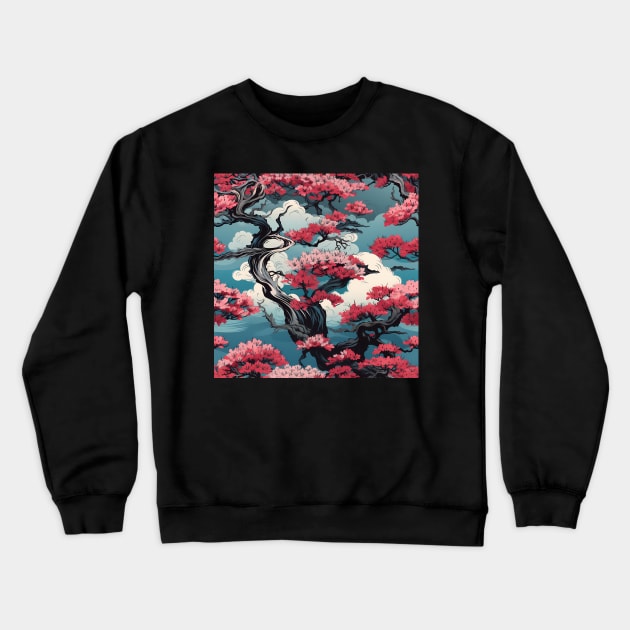 Sakura bonsai tree pattern Crewneck Sweatshirt by LittleNippon